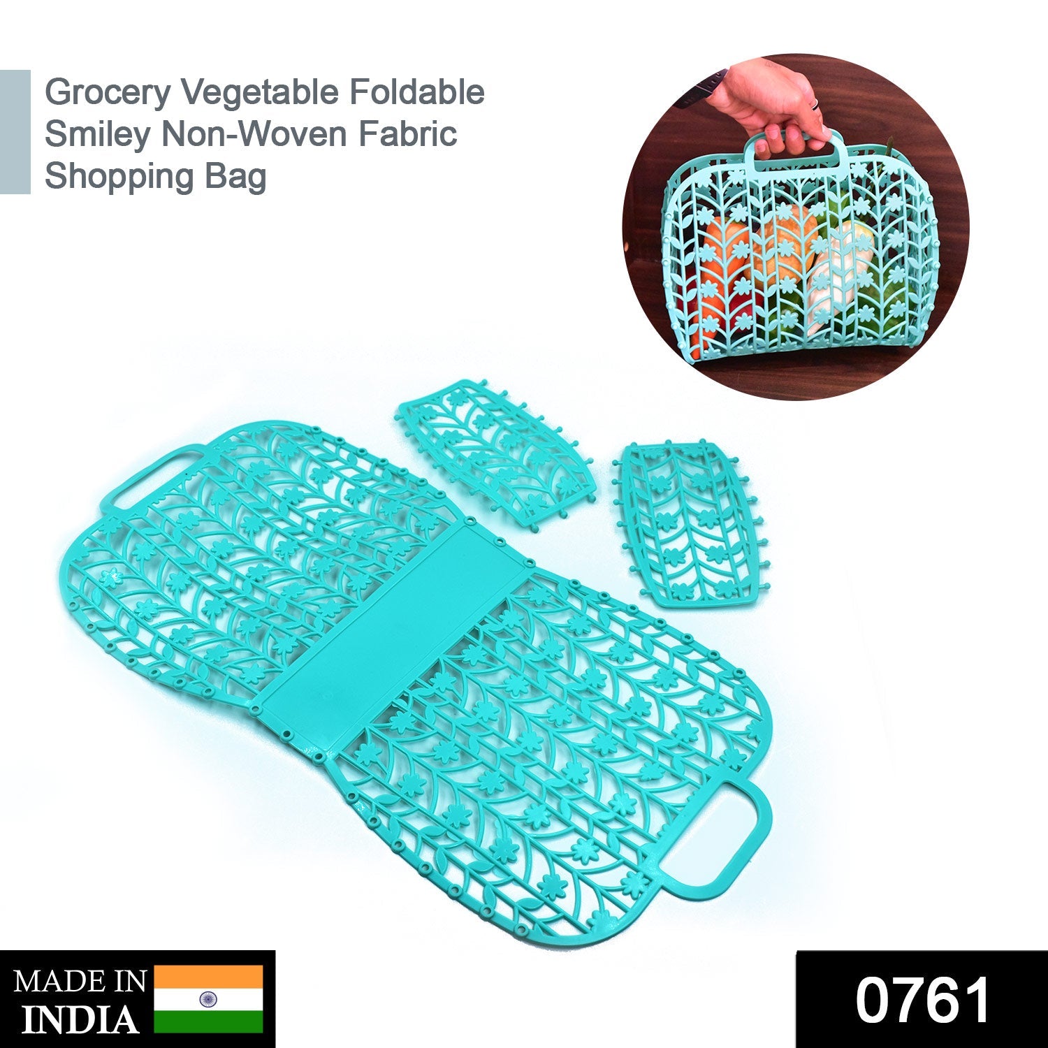 0761 Grocery Vegetable Foldable Smiley Non-Woven Fabric Shopping Bag DeoDap 0761 Grocery Vegetable Foldable Smiley Non-Woven Fabric Shopping Bag DeoDap